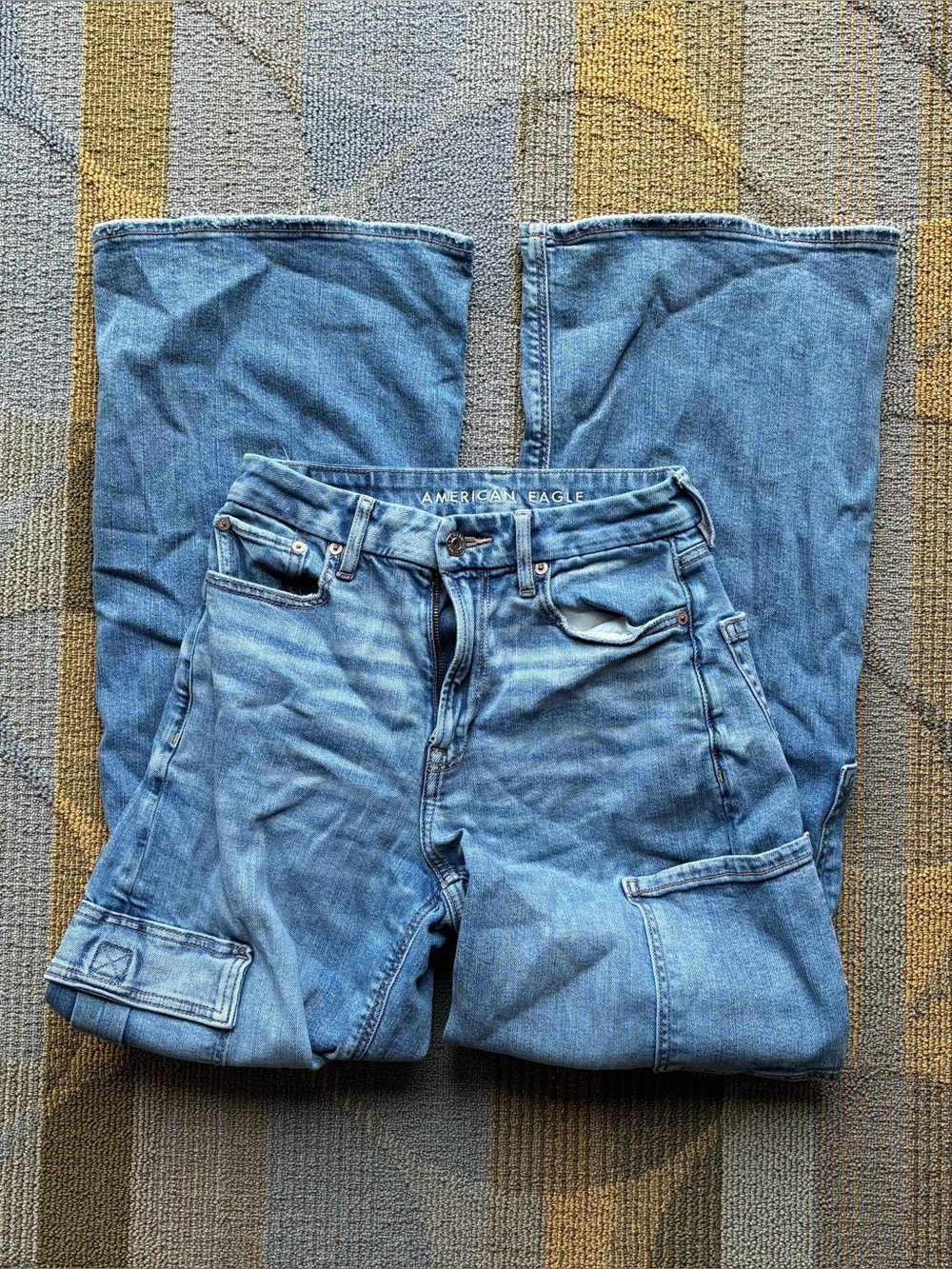 American Eagle Outfitters Womens Curvy Super High Rise Baggy Wide
Leg Jeans Sz 2